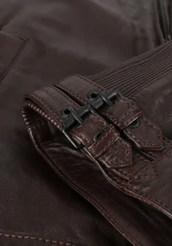 bruine vanguard leren jas short jacket sheep veg oily