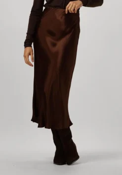 bruine vanilia midirok bias satin skirt