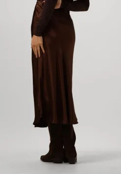 bruine vanilia midirok bias satin skirt