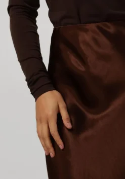 bruine vanilia midirok bias satin skirt