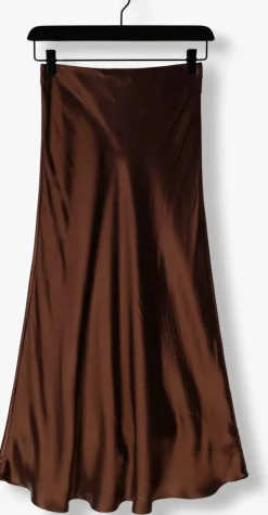 bruine vanilia midirok bias satin skirt