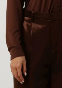 bruine vanilia pantalon satin pleated w