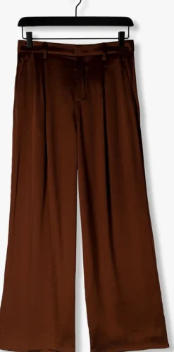 bruine vanilia pantalon satin pleated w