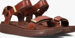 bruine woden sandalen line fish