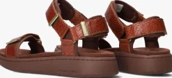 bruine woden sandalen line fish