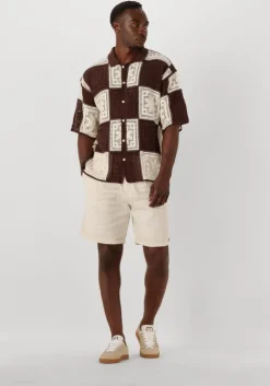 bruine woodbird casual overhemd wbbanks crochet knit