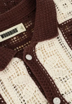 bruine woodbird casual overhemd wbbanks crochet knit