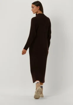 bruine y.a.s. midi jurk yasmavi ls knit midi zipper dress
