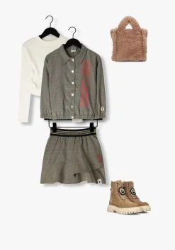 camel alix mini minirok check ruffle skirt