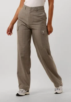 camel alix the label cargobroeken ladies woven check cargo pants