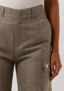 camel alix the label cargobroeken ladies woven check cargo pants