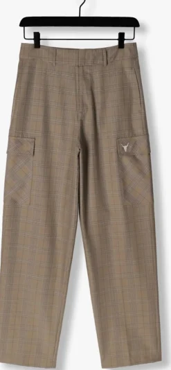 camel alix the label cargobroeken ladies woven check cargo pants
