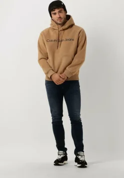 camel calvin klein sweater heavy double face hoodie