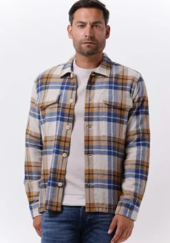 camel cast iron overshirt long sleeve shirt big yarn dyed check regular fit