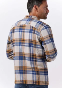 camel cast iron overshirt long sleeve shirt big yarn dyed check regular fit