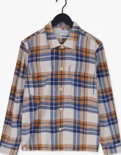 camel cast iron overshirt long sleeve shirt big yarn dyed check regular fit