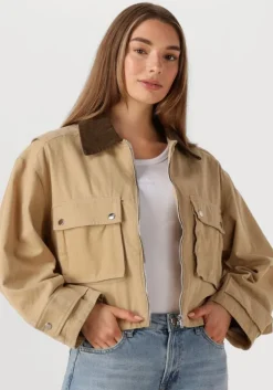 camel neo noir leren jas rivera canvas boxy jacket