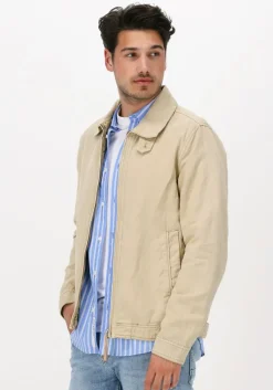 camel scotch & soda jack short garment-dyed cotton-linen jacket