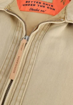 camel scotch & soda jack short garment-dyed cotton-linen jacket