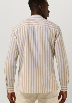 camel selected homme casual overhemd slhslimnew-linen shirt ls band w