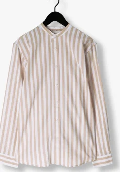 camel selected homme casual overhemd slhslimnew-linen shirt ls band w