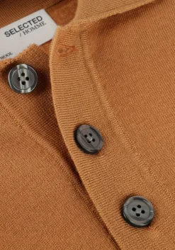 camel selected homme trui slhtray ls knit merino polo