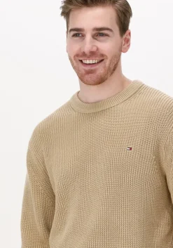 camel tommy hilfiger trui rib texture crew neck