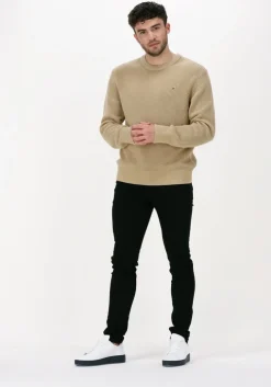 camel tommy hilfiger trui rib texture crew neck