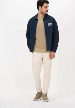 camel tommy hilfiger trui rib texture crew neck