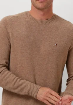 camel tommy hilfiger trui lambswool crew neck
