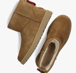 camel ugg vachtlaarzen w classic mini logo zip