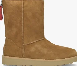 camel ugg vachtlaarzen w classic short logo zip