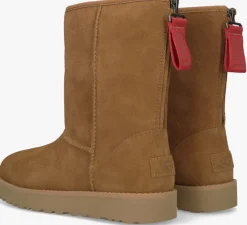 camel ugg vachtlaarzen w classic short logo zip