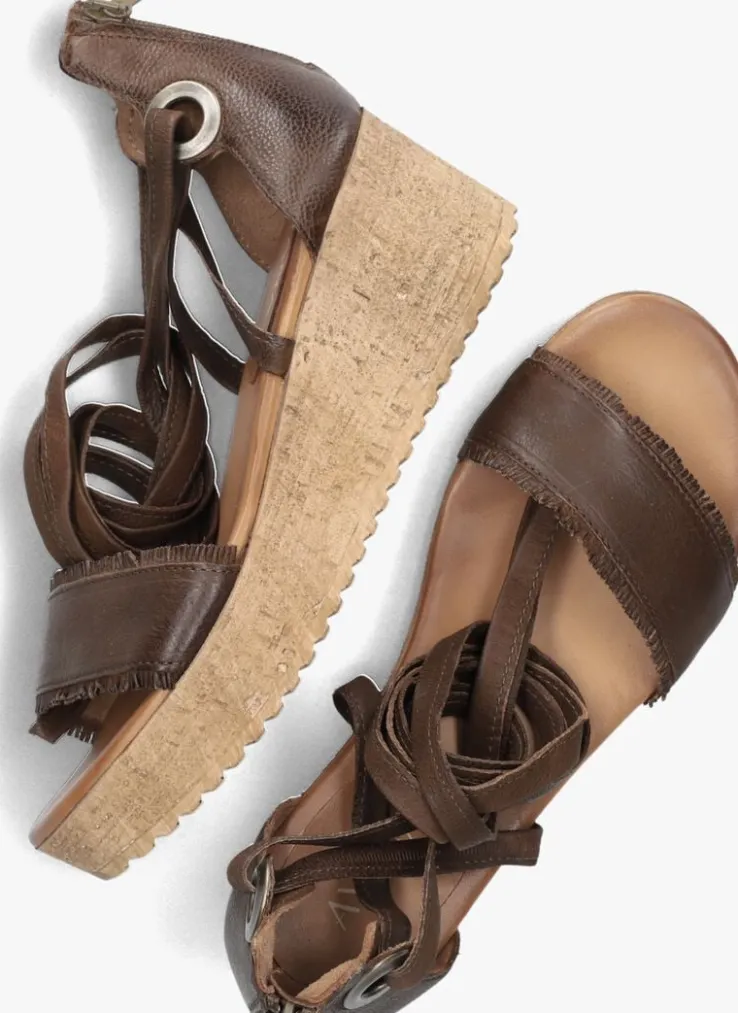 cognac ayana sandalen met hak 722007