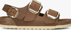 cognac birkenstock sandalen milano big buckle