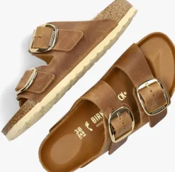cognac birkenstock slippers arizona big buckle