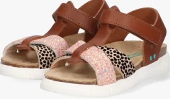 cognac bunniesjr platte sandalen brenda beach