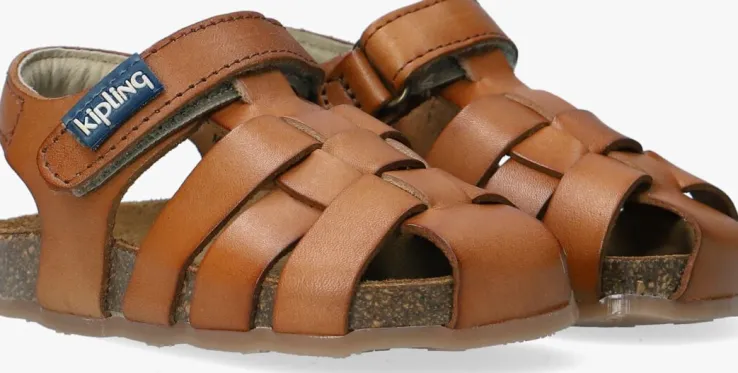 cognac kipling platte sandalen fidel