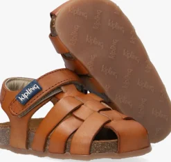 cognac kipling platte sandalen fidel