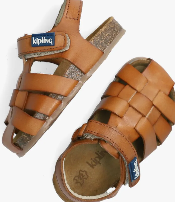 cognac kipling platte sandalen fidel