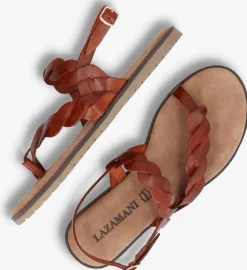 cognac lazamani platte sandalen la75019