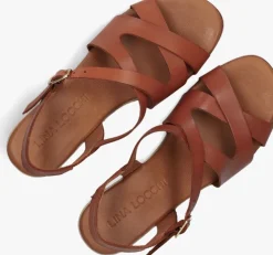 cognac lina locchi sandalen met hak 5547