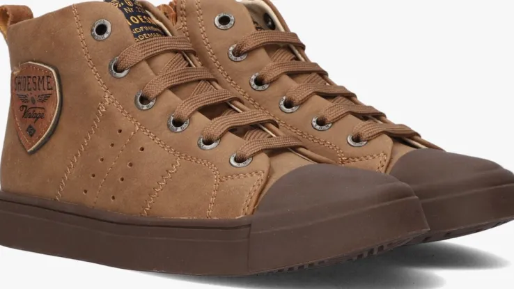 cognac shoesme hoge sneakers sh23w036