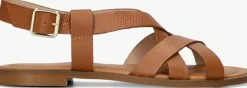 cognac stefano lauran platte sandalen 22757
