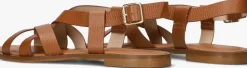 cognac stefano lauran platte sandalen 22757