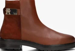 cognac tommy hilfiger enkelboots th logo chelsea