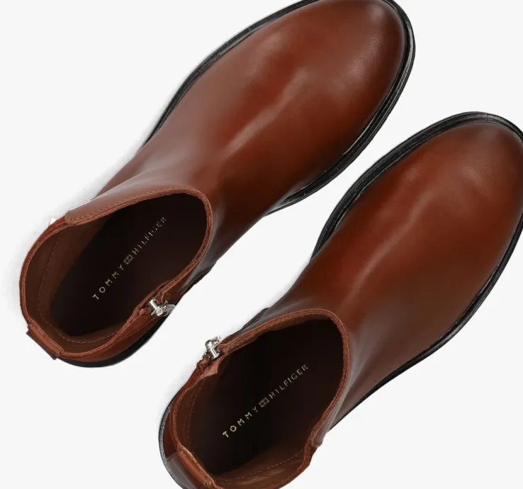 cognac tommy hilfiger enkelboots th logo chelsea