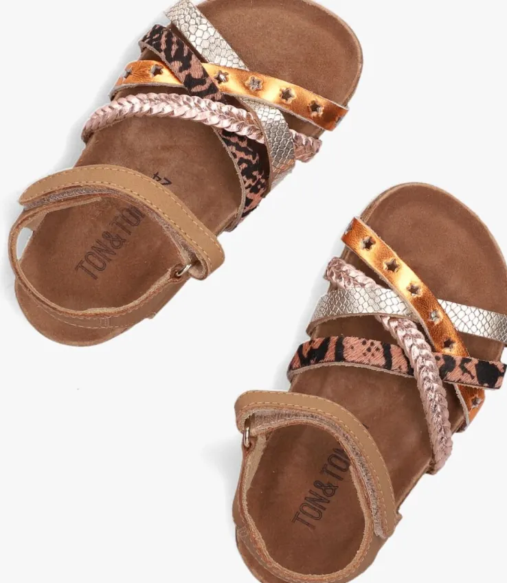 cognac ton & ton platte sandalen pl_omo08