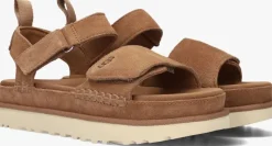 cognac ugg platte sandalen w goldenstar