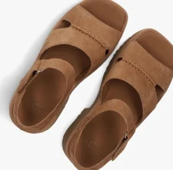 cognac ugg sandalen met hak w new heights ankle strap